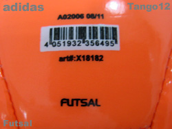 adidas Futsal ball Tango12 EURO2012�@�A�f�B�_�X�@�t�b�g�T���{�[���@�^���S12�@���[��12�@���B�I�茠