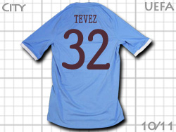 Manchester City 2010-2011 Home #32 TEVEZ UEFA EL@}`FX^[VeB@z[ exX@[bp[O