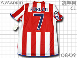 Atletico Madrid 2008-2009 Home champions league #7 FORLAN　アトレチコ・マドリド　選手用　フォルラン