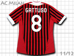 AC Milan 2011-2012 Home adidas #8 GATTUSO　ACミラン　ホーム　ガットゥーゾ　アディダス　v13457